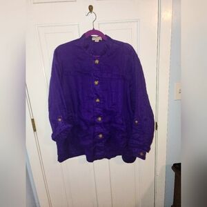 Women's Coldwater Creek purple linen shirt size 18